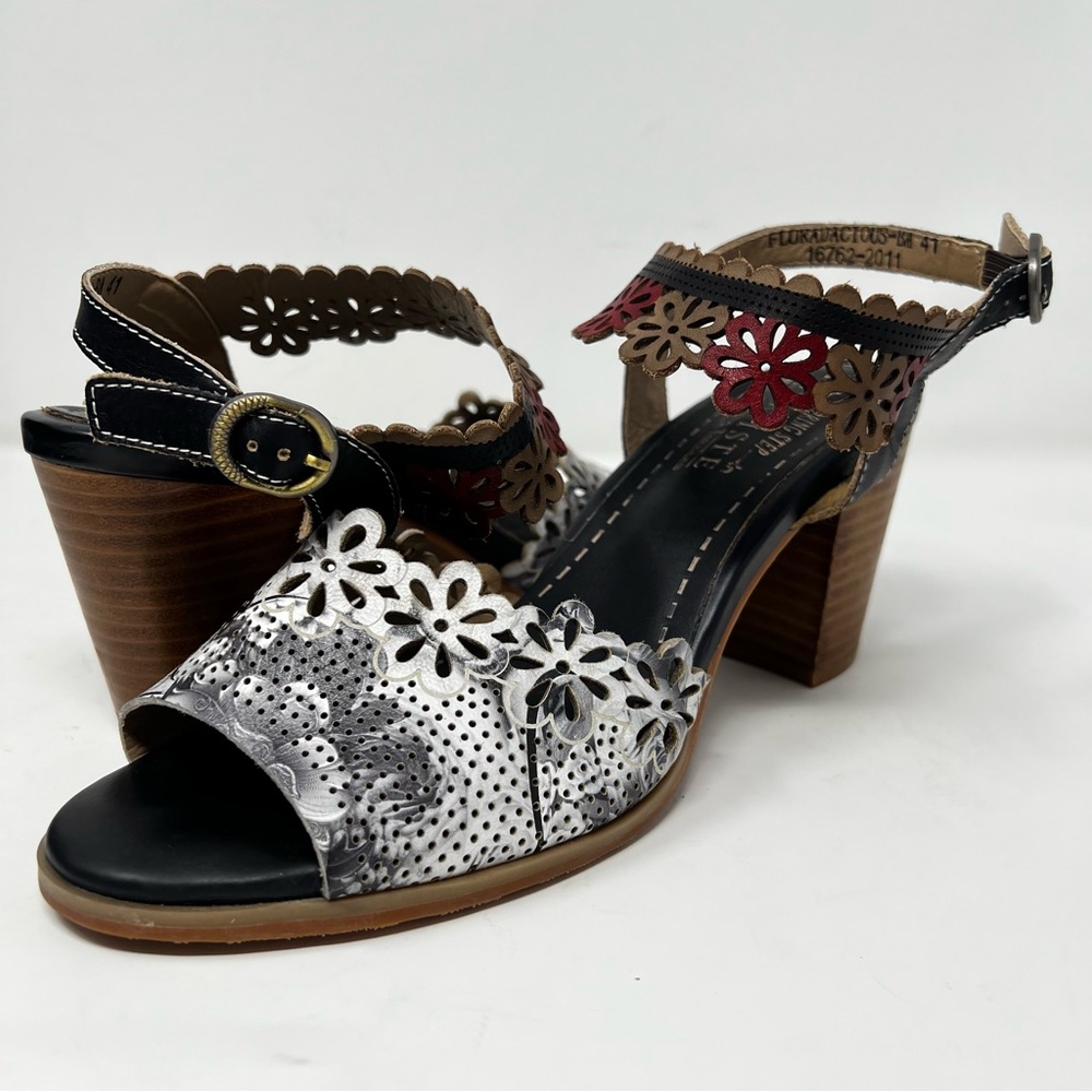 Spring Step Floral Cutout Heels - Black, White, Red